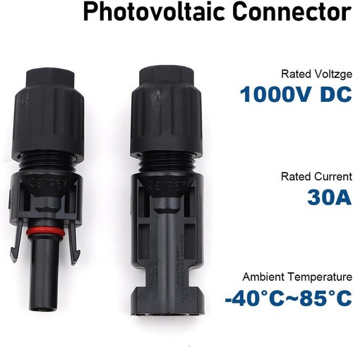 1pr Solar Panel Connectors, 1000V 30A IP67 Waterproof, Compatible 2.5/4/6mm² 12z