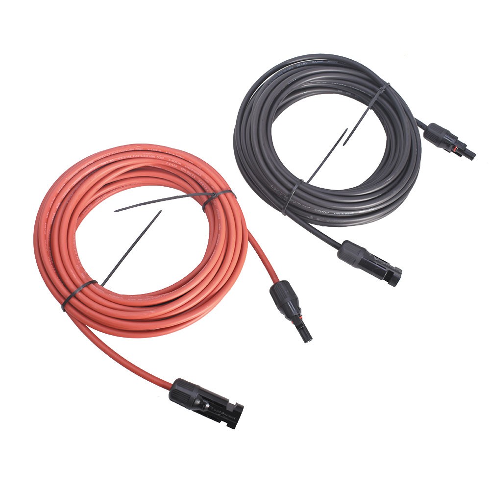 1 Pair Black + Red Solar Panel Extension Cable Wire Connector 12/10 AWG