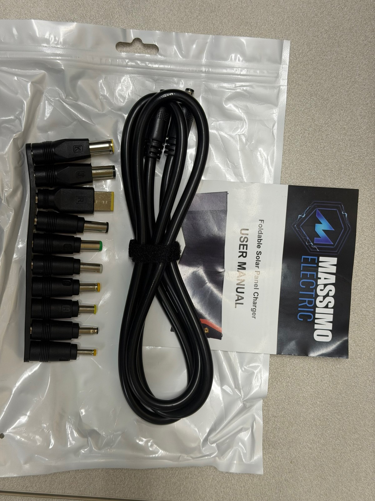 Massimo 100W and 300W solar panel charging cable and DC 10 Charging adaptors