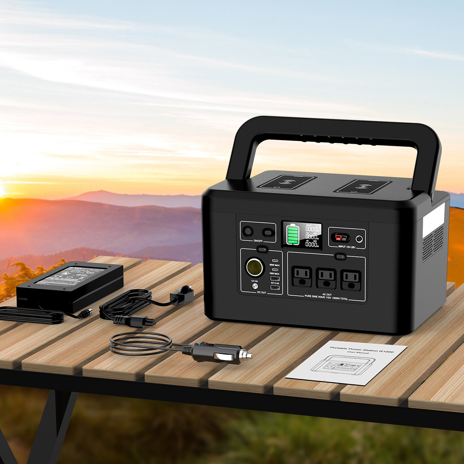 800W Portable Power Station Solar Generator for Camping with 100W Solar Panel