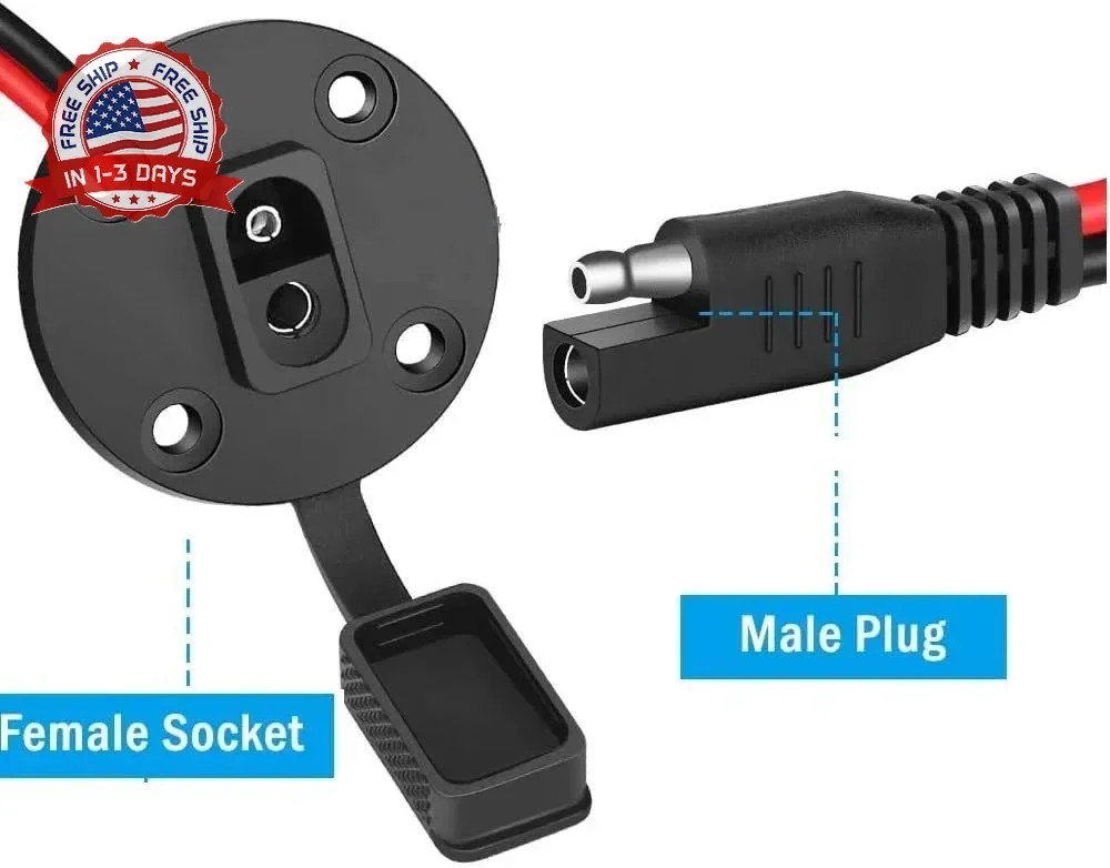 Solar Panel to SAE Adapter With MC4 Connector Extension Cable 10AWG for Easy Con
