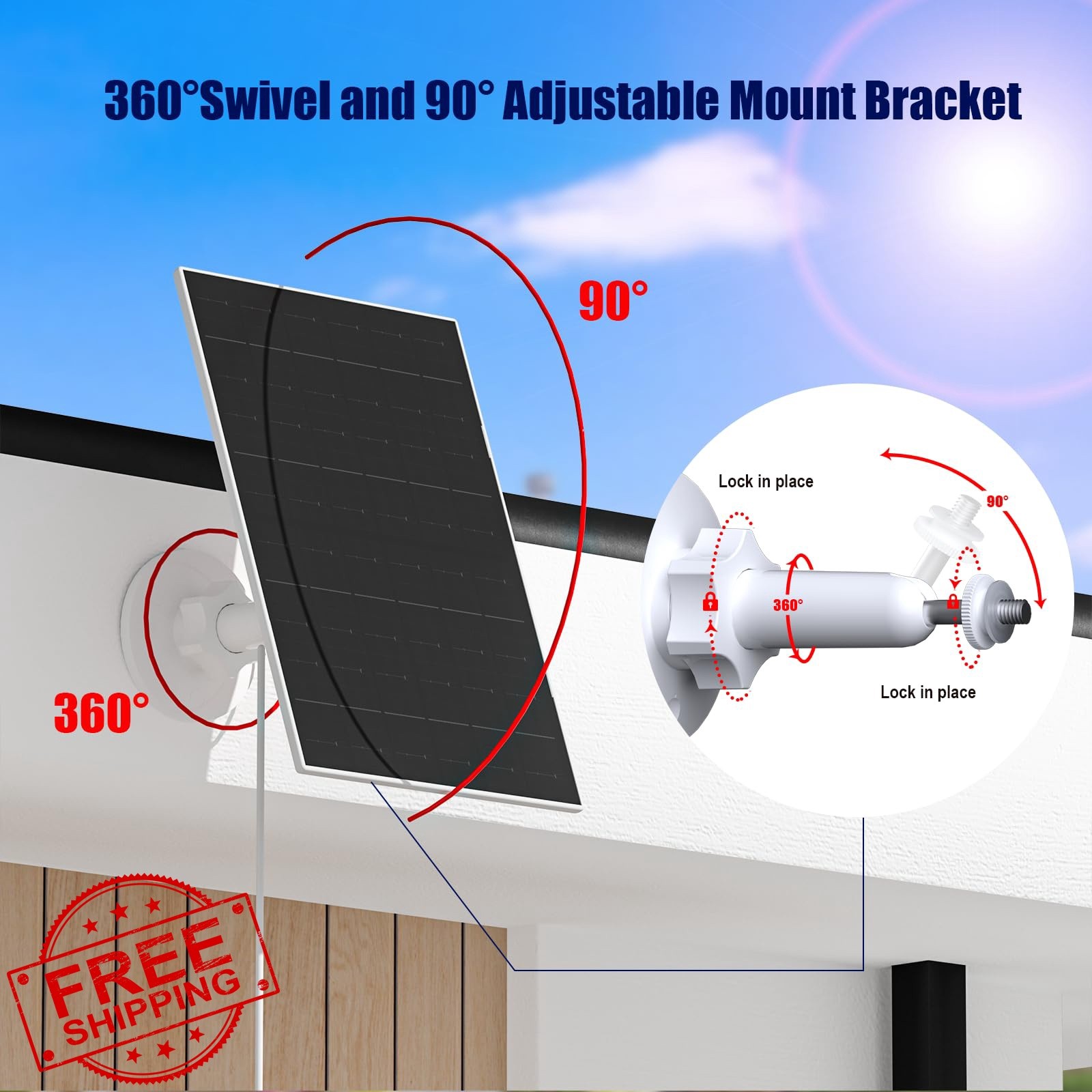 Zivif 7W Solar Panel Eufycam 2C/Pro 2/Pro E20/E40/E