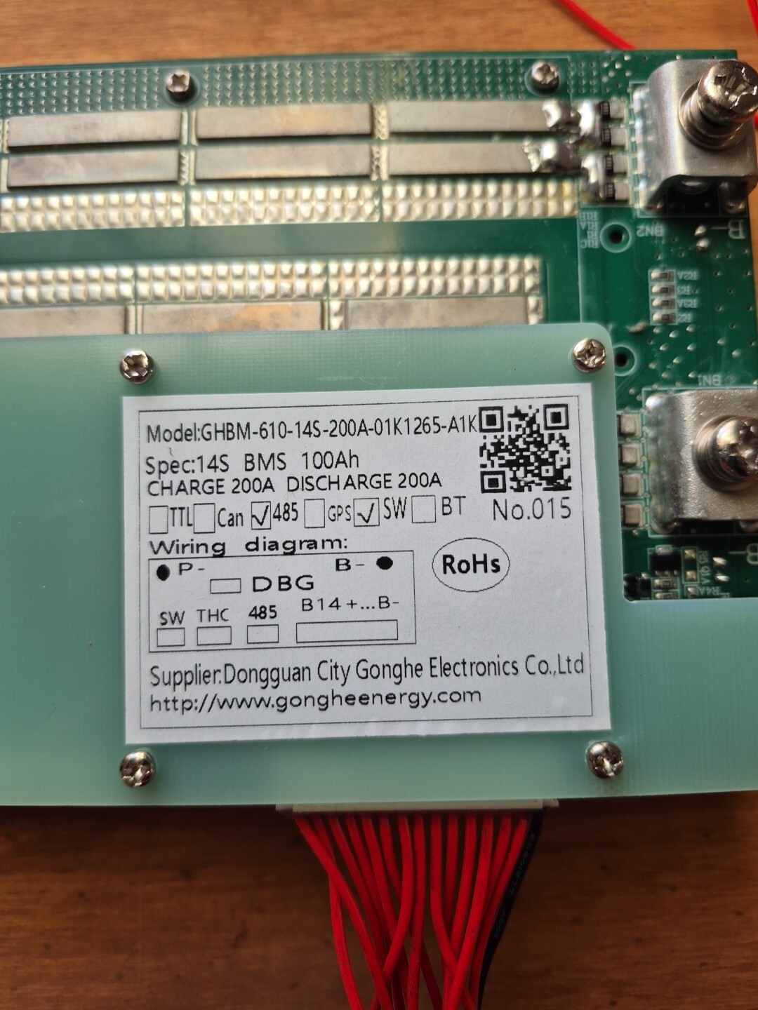 100 Ah 200A charge/discharge BMS 14S