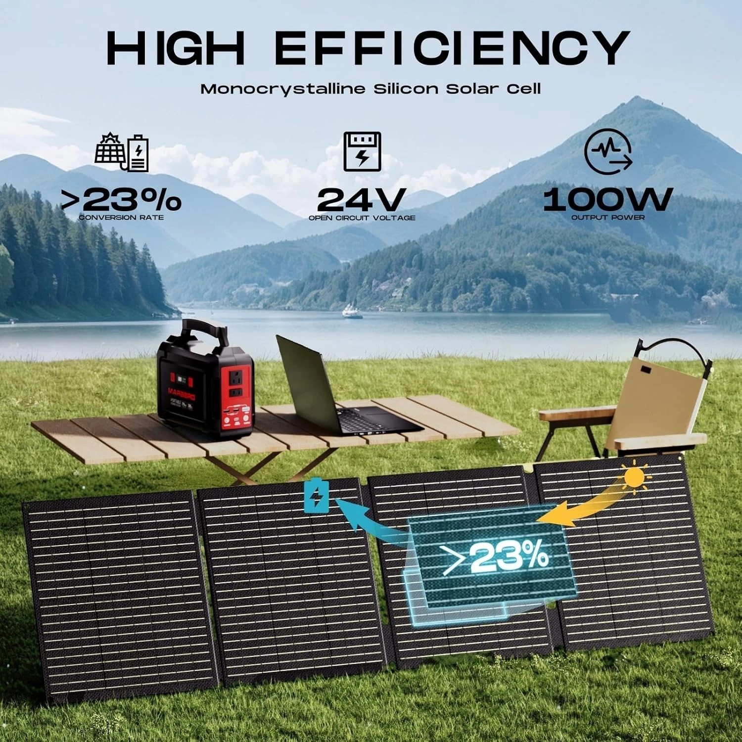 100W Portable Waterproof Solar Panel – High Efficiency Charger for Adventures