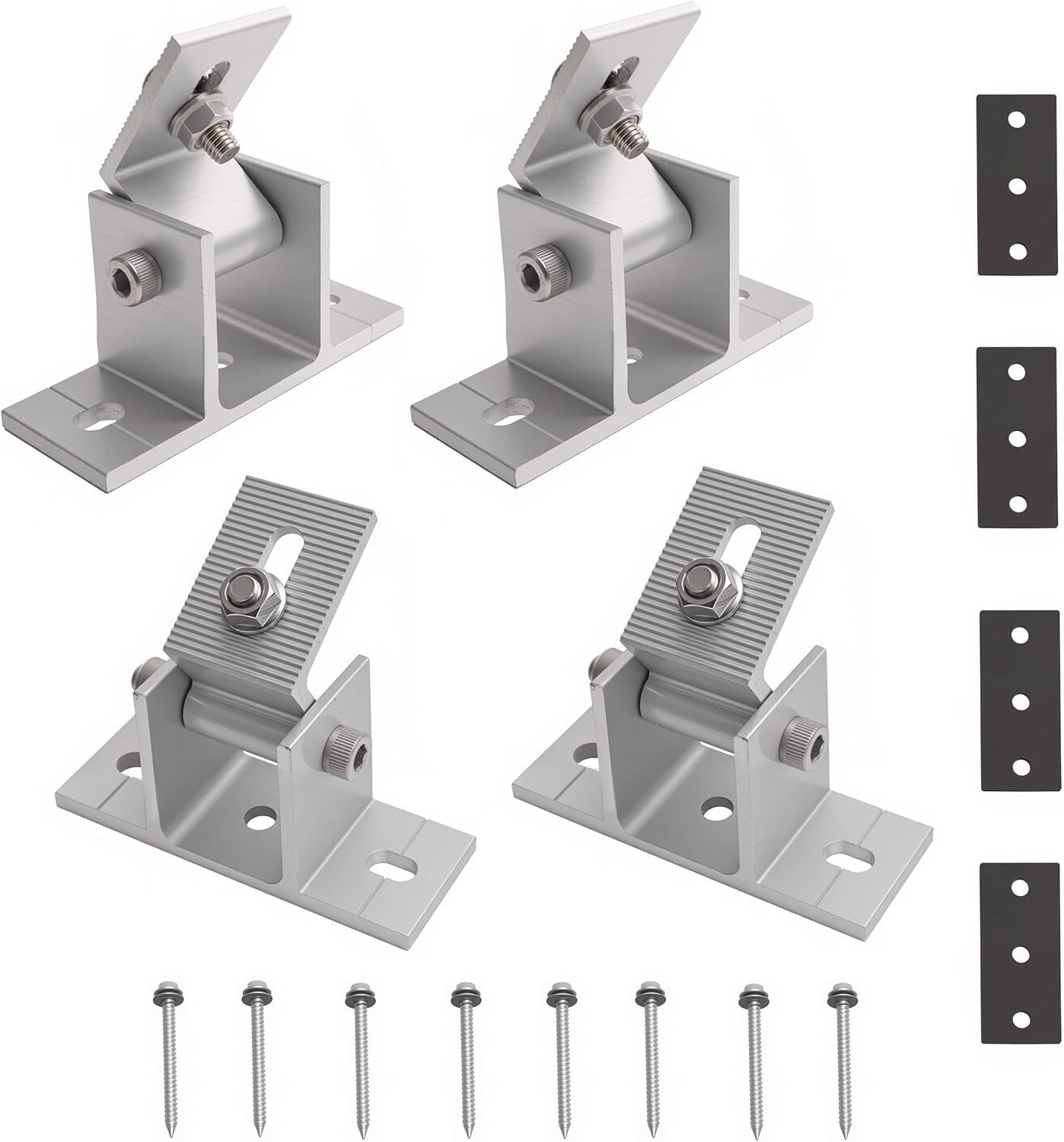 4 Pack Adjustable Solar Panel Tilt Mount Bracket Base, Silver
