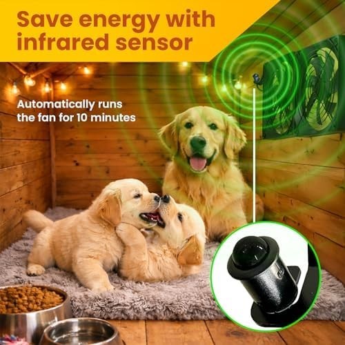 Solar Fan for Chicken Coop and Greenhouse, Dual Solar Ventilation with Battery