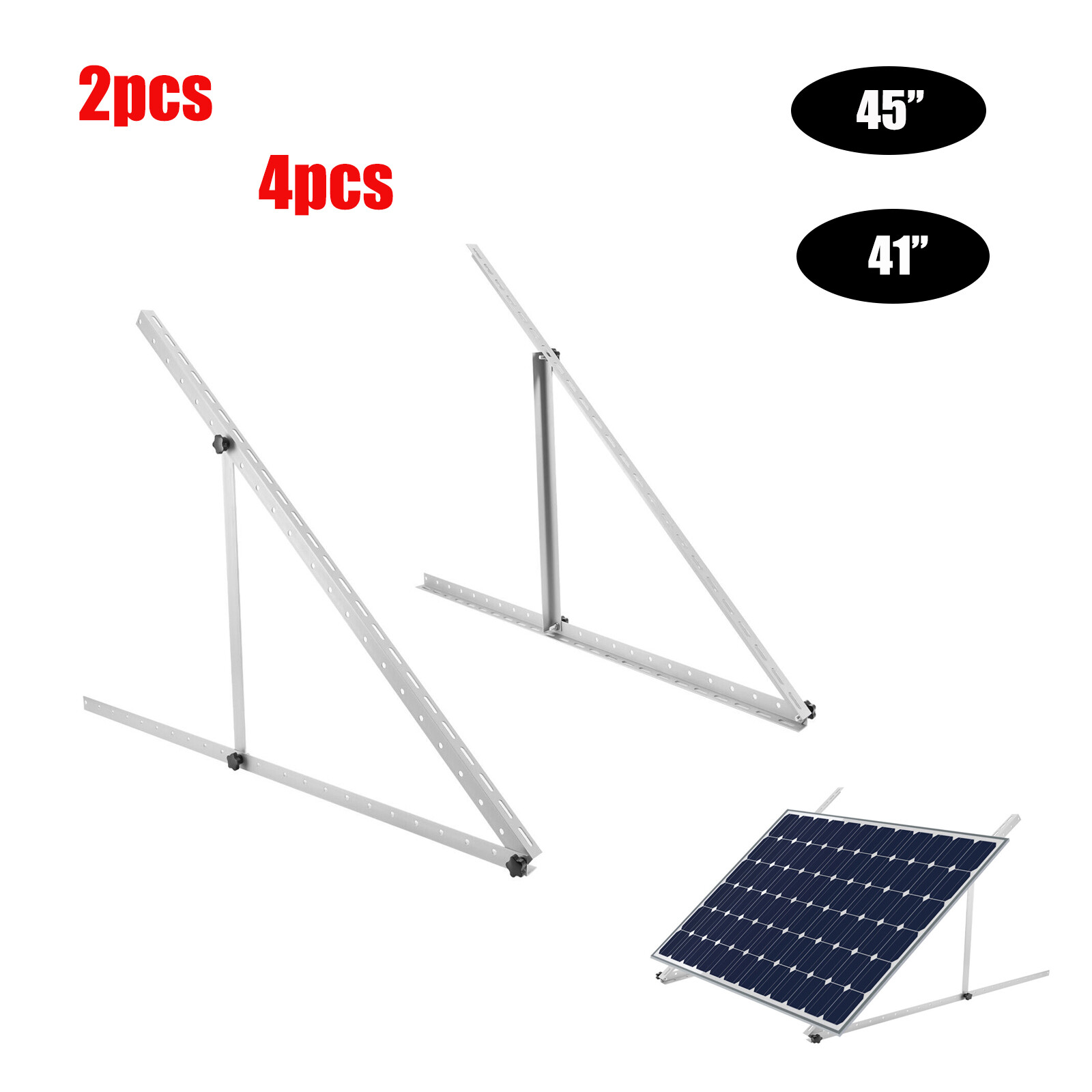 41”/45” Solar Panel RV Tilt Mount Brackets Roof Flat Surface Adjustable Frame US
