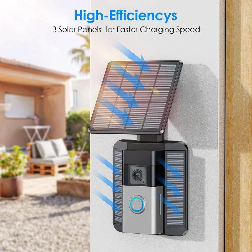 Solar Charger Compatible for Ring Video Doorbell 3/3 Plus/4/Battery Doorbell Plu