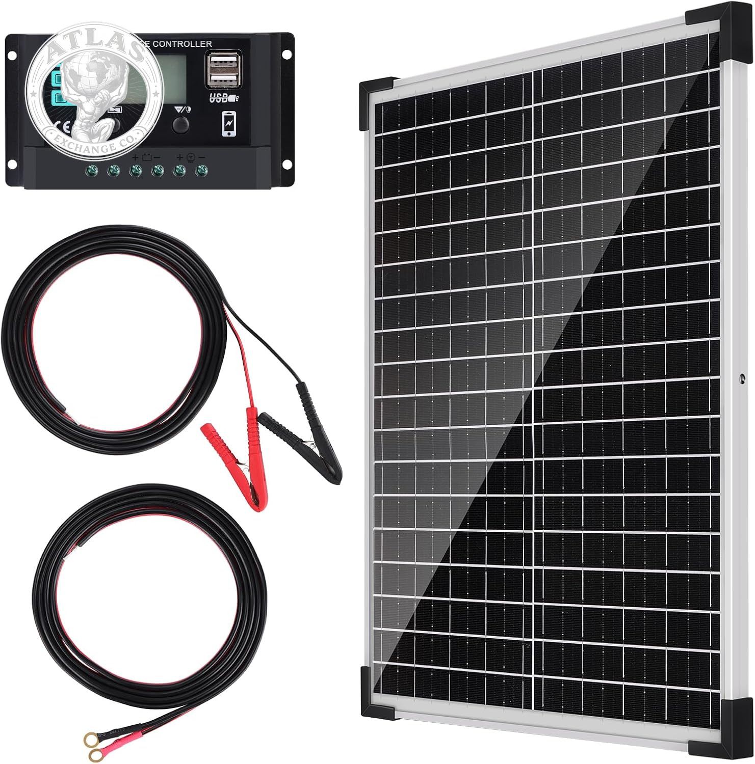 Solar Panel Kit 25W 12V Monocrystalline Battery Maintainer With10A Solar Charge
