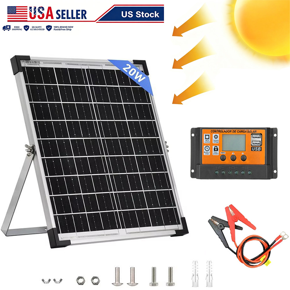 20 Watts Solar Panel Kit 100A 18V Battery Charger w/ Controller Caravan Boat RV