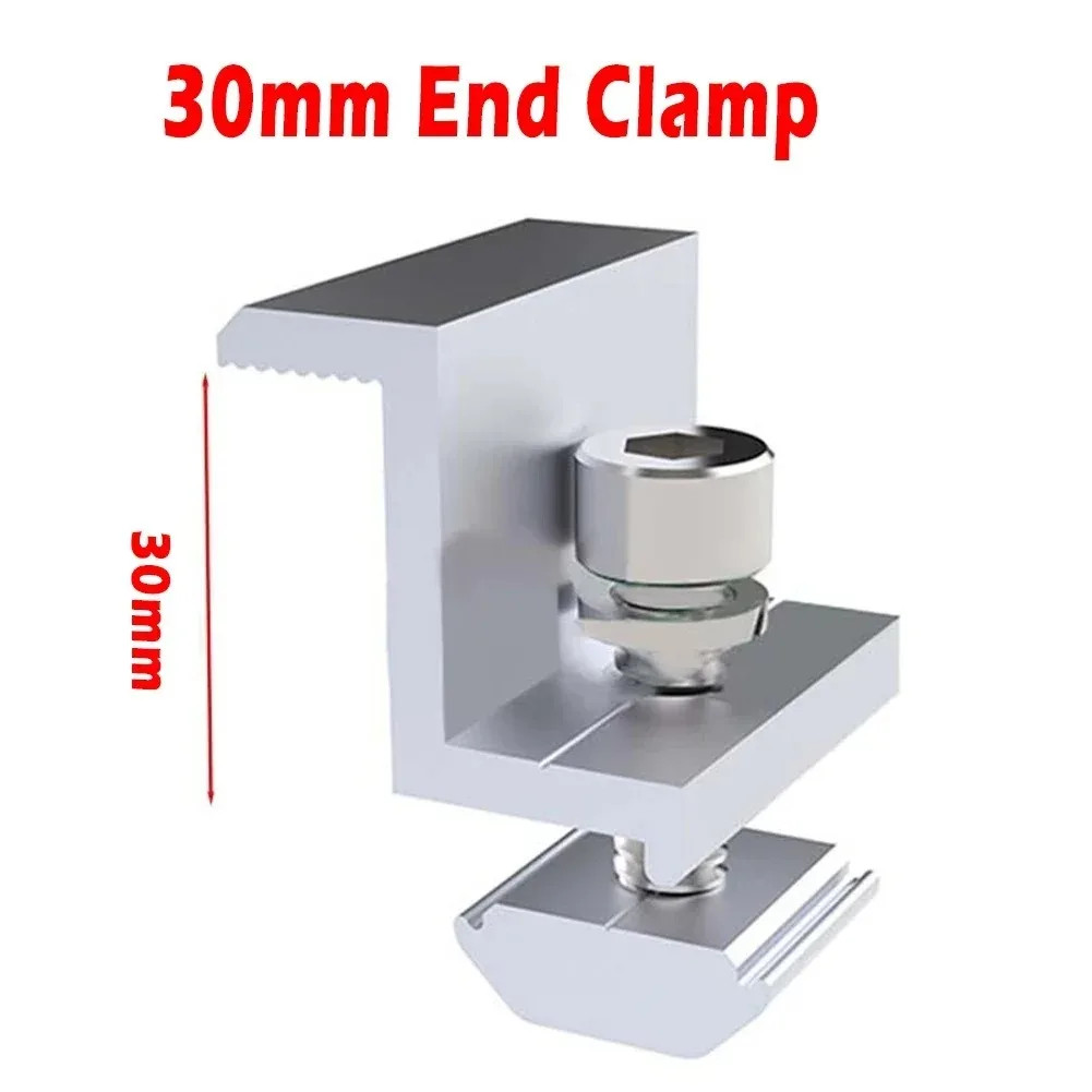 10Pcs Aluminum Alloy PV End Clamps Solar Photovoltaic Brackets For Solar Module