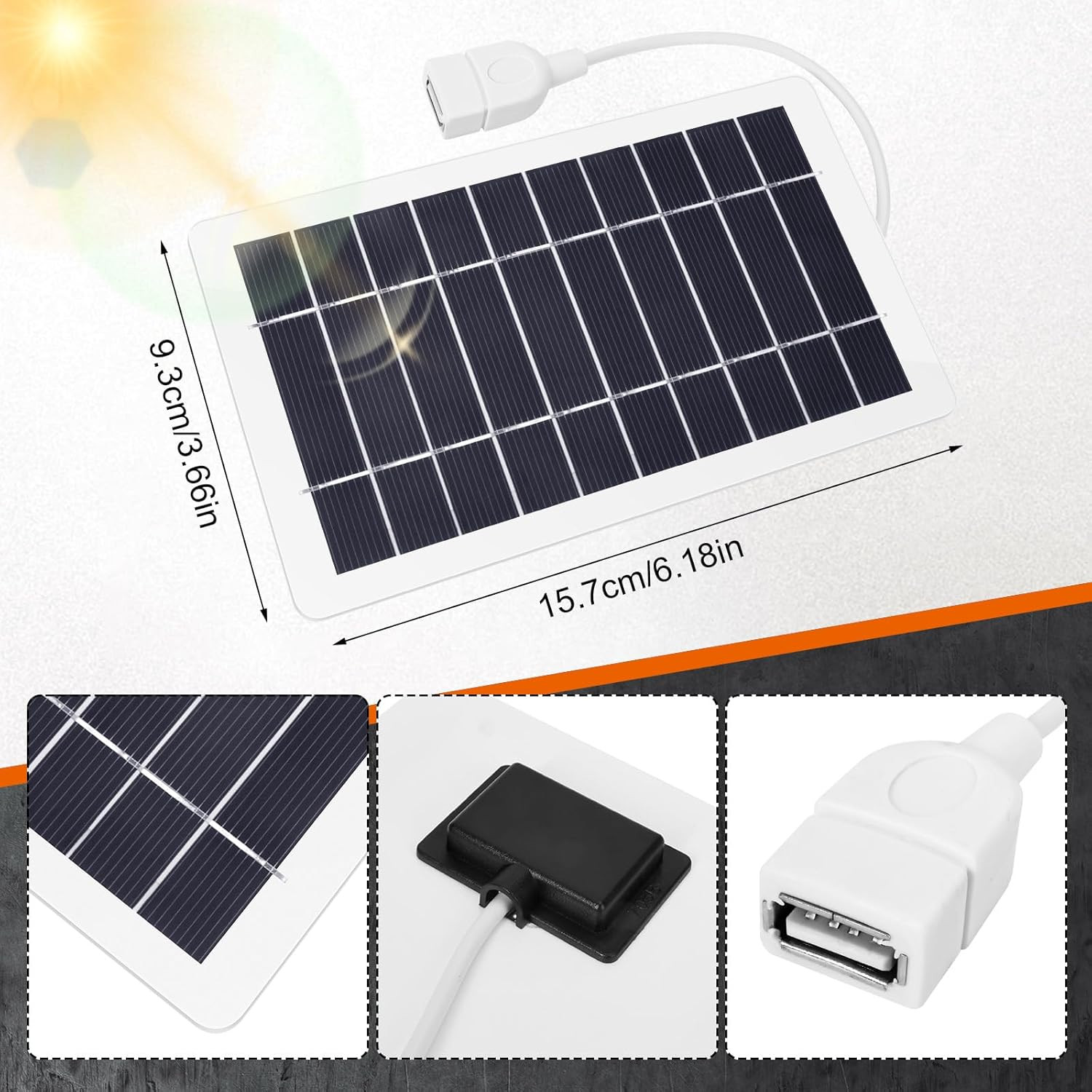 USB Solar Panel Charger,2Pcs Portable Solar Panel Kit for Camera, Cell Charging