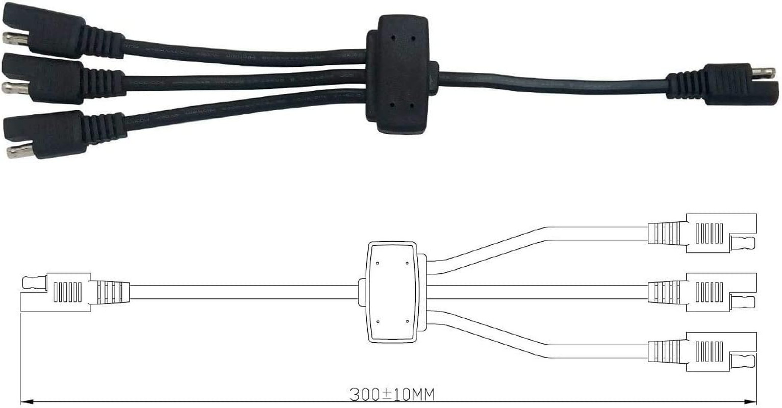 Panel Combiner 3 to 1 Extension Wire with SAE Adapters Connector