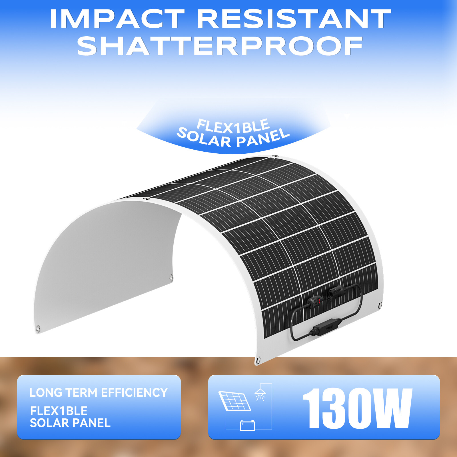 130W 520W Flexible Solar Panel Portable RV Rooftop Cabin Car Boat Home Camping