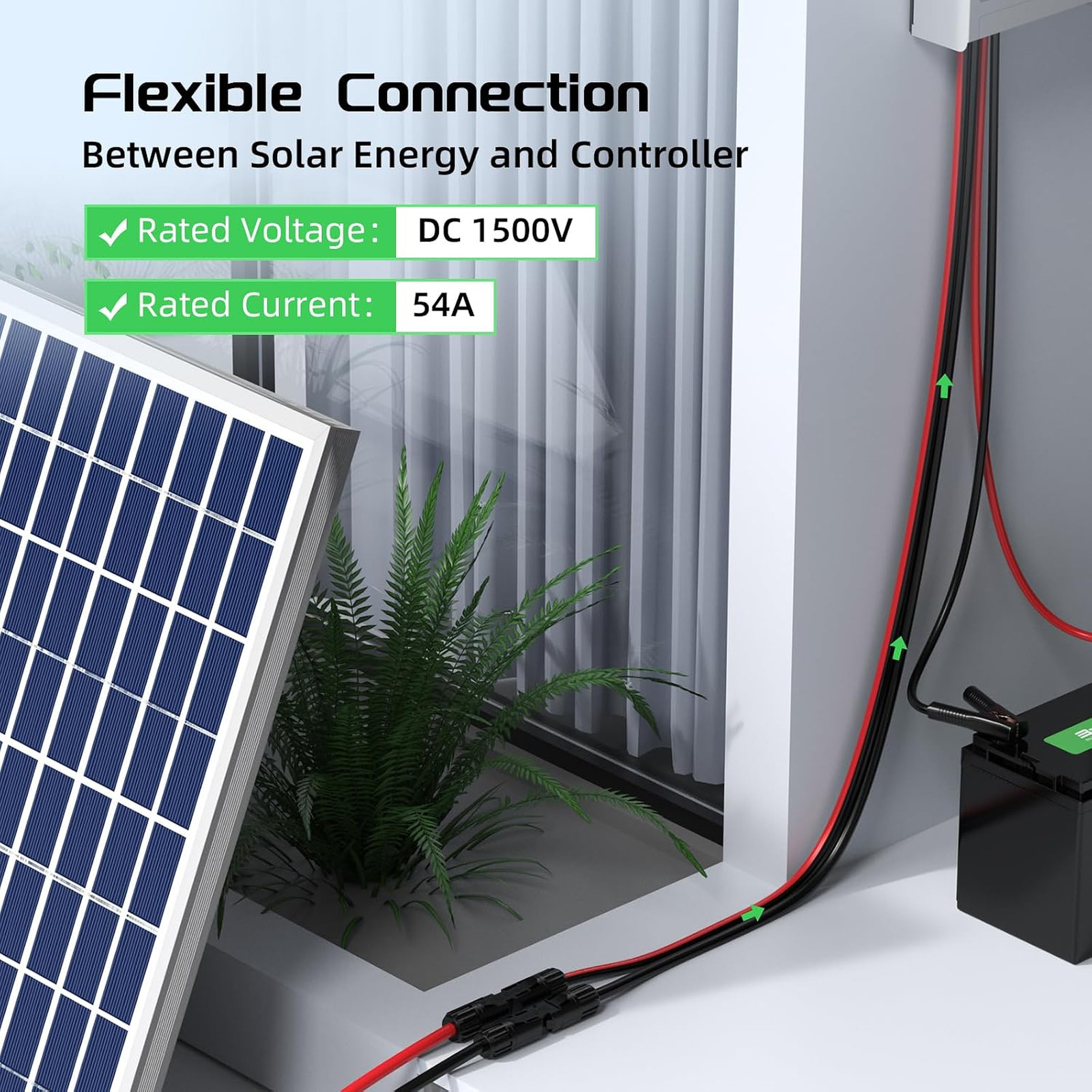 10AWG Solar Panel Extension Cable 20 Feet with Female and Male Connectors, PV