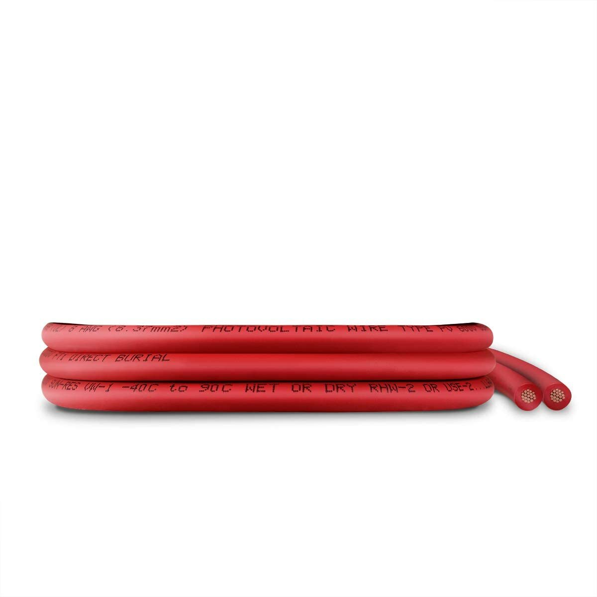 8 AWG Solar Panel Wire 20′ Power Cable UL 4703 Copper MADE IN USA PV Gauge Red