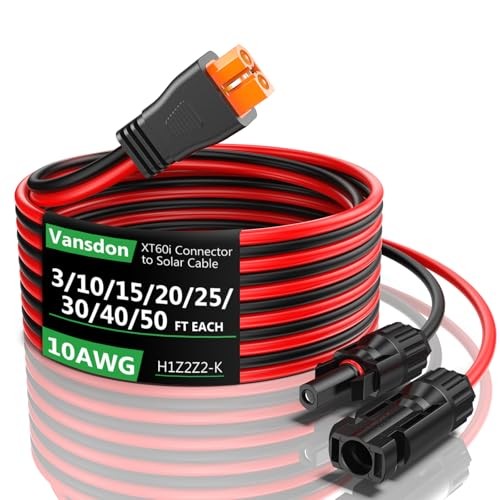 Solar to XT60i Extension Cable 10AWG 50FT XT60i Female to Male 10AWG-50FT