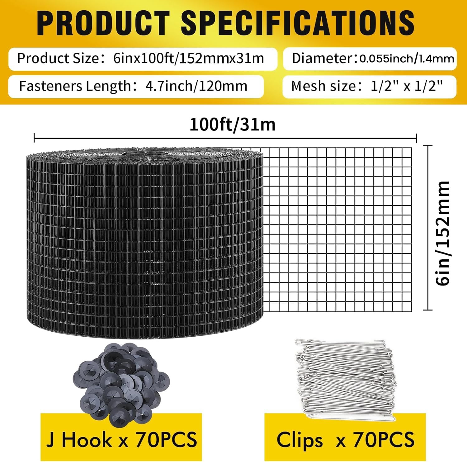 6in X 100ft Solar Panel Bird Guard,Solar Panel roof Protection net 1/2inch Me…