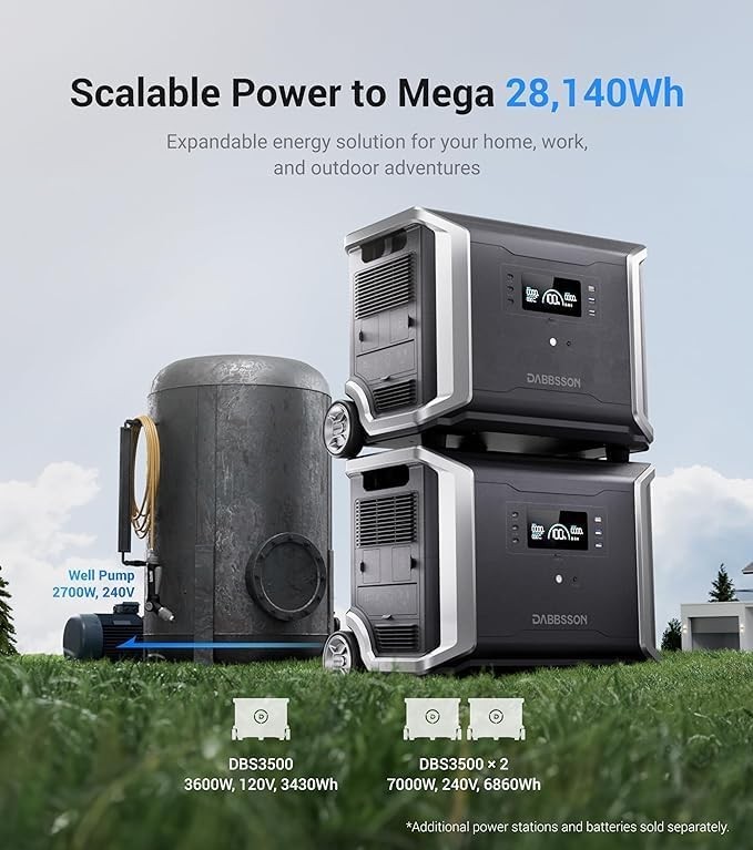 Dabbsson 6860Wh 7000W Power Station Solar Generator LFP Battery for Home backup