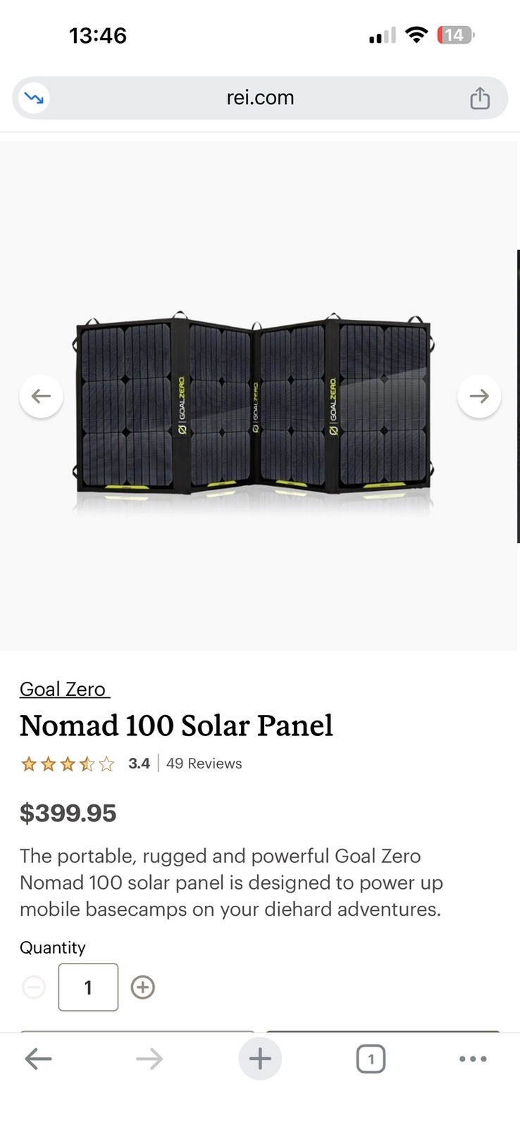 Goal Zero Nomad 100 Solar Panel