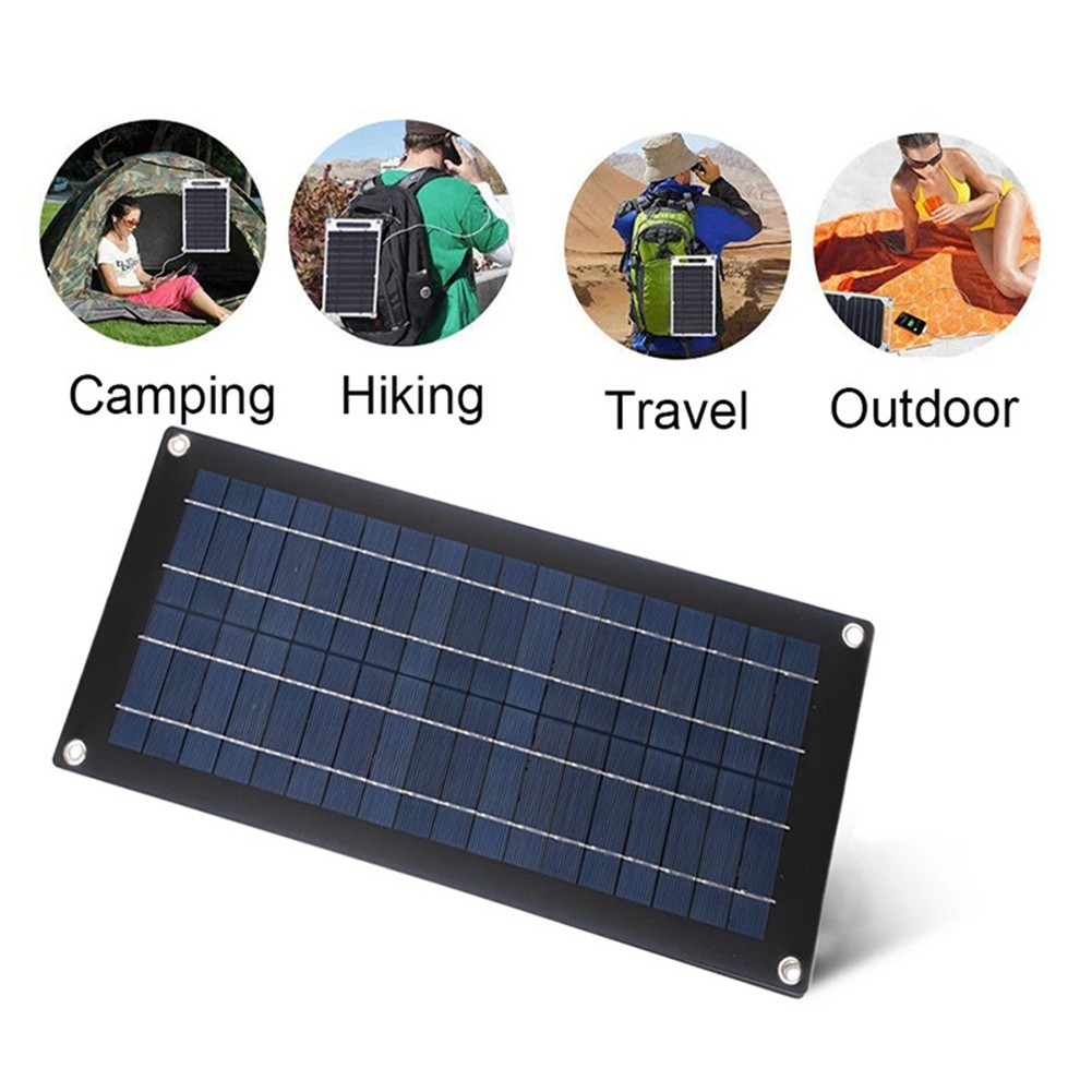 60W 18V Solar Panel Charger for Car RV Van Boat with Dual 5V USB Outputs