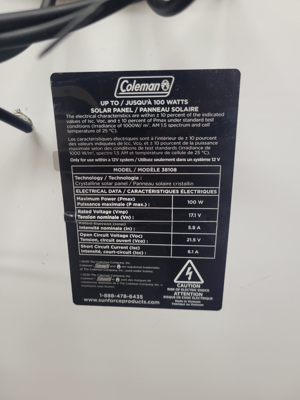 Coleman 100W Watt Solar Panel 12V Volt Poly Off Grid Battery Charge RV BOAT