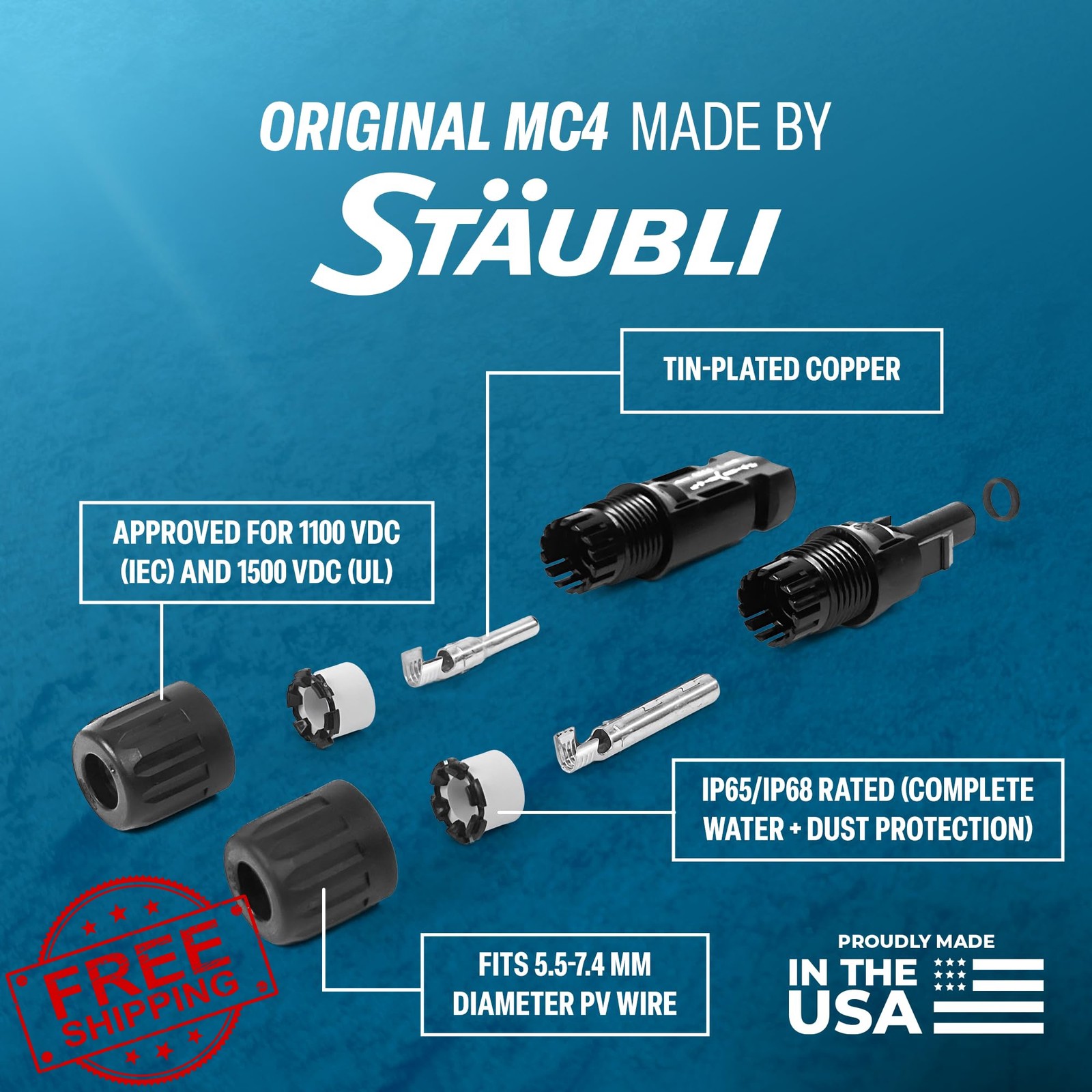 TEMCo Solar Panel Extension Cable 5 Ft Black/Red 12 AWG