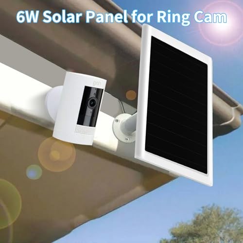 6W Solar Panel Charger for Ring Camera, Compatible with Ri ng Stick White 2Pack