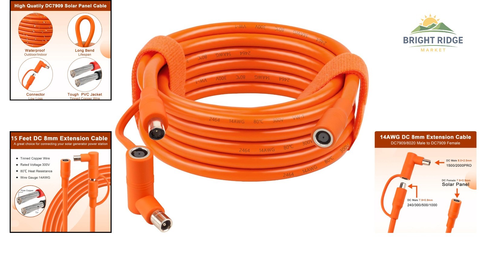 Flexible 14AWG Solar Panel Cable 20FT with Enhanced Visibility and Durability