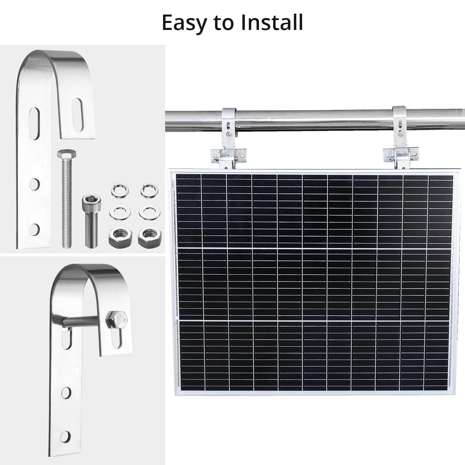 Anbte 4PCS Solar Panel Mounting Brackets for Balcony, Stainless Steel Univers…