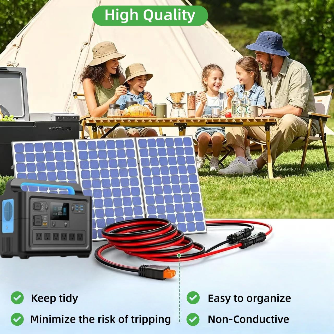 10FT/3M Solar Panel Cable 12AWG Solar Panel Connector to XT60 Charge Adapter