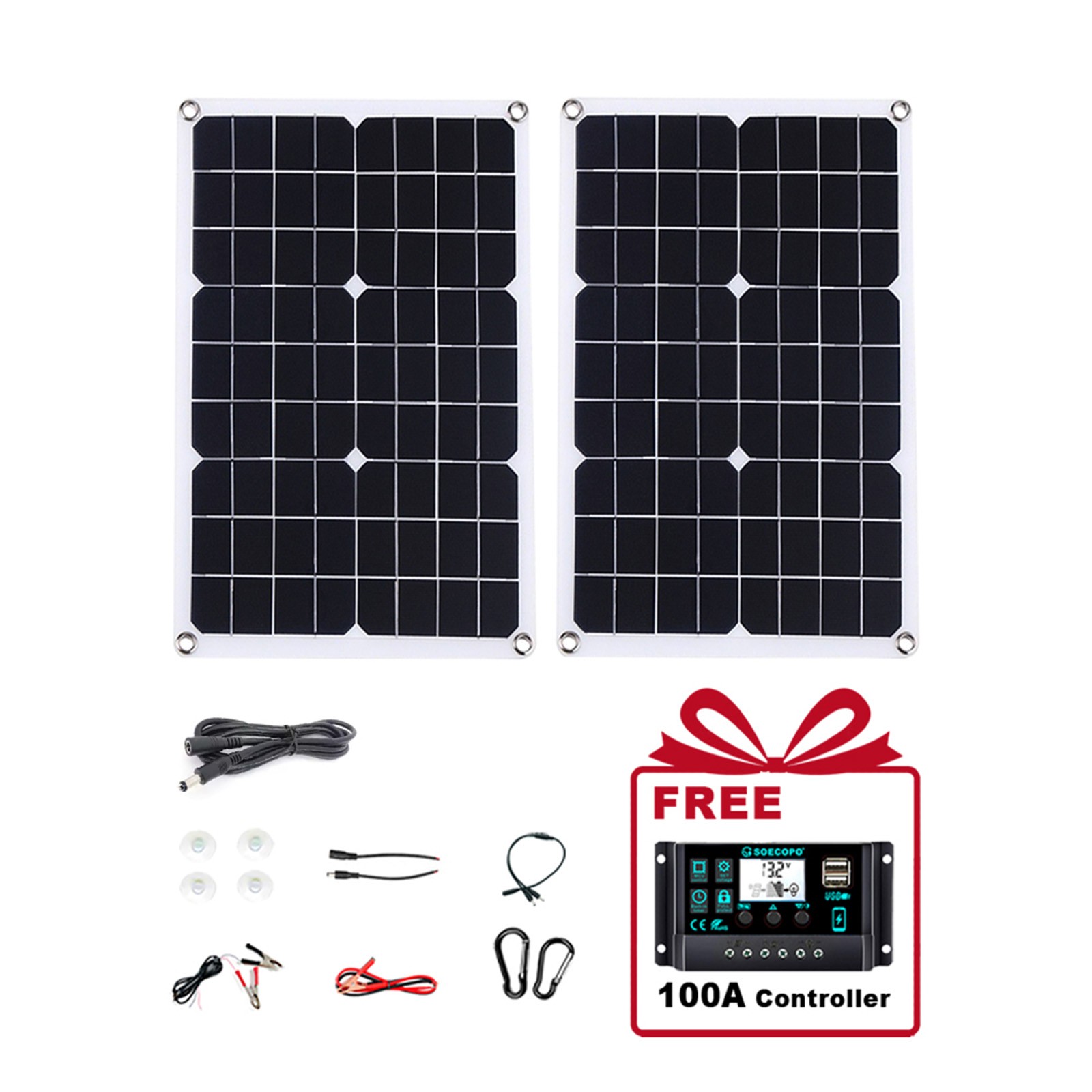 1000W Solar Panels – 2 x 500W Lightweight PV Panels + Y-Cable for Outdoor
