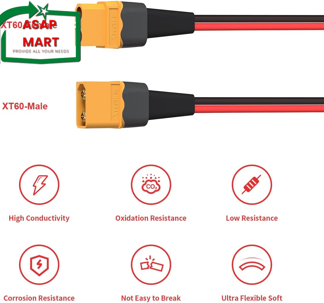 XT60 Y Splitter,12Awg XT60 1 Female to 2 Male Connector Cable for UAV Phantom Qu