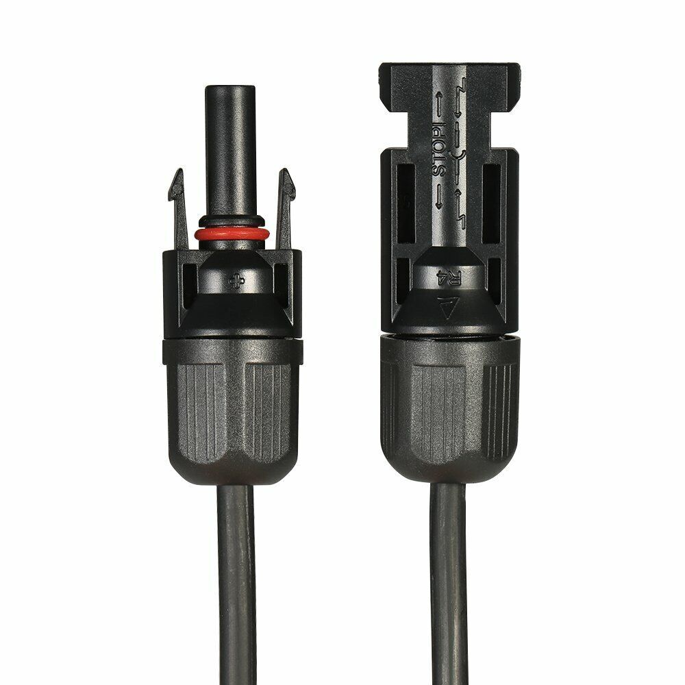 10AWG Black+Red Solar Panel Extension Cable 50Ft + 50ft Female & Male Connectors