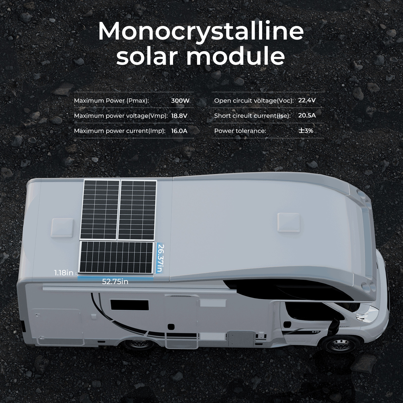 300W Mono Solar Panel 12V Power Charger Home Boat RV Car Off-Grid Battery Power