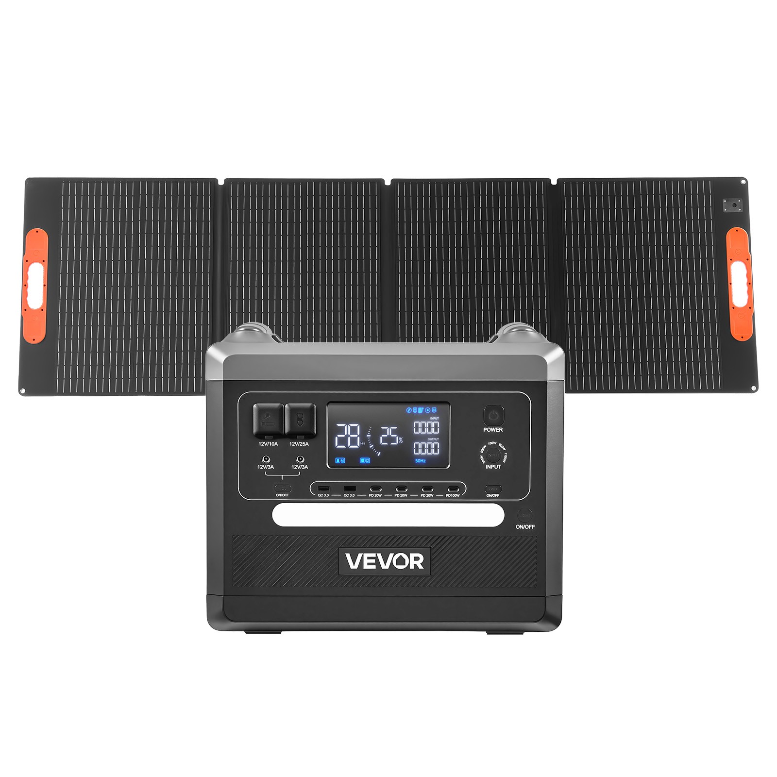 VEVOR Portable Power Station Solar Generator 2400W 2160Wh with 200W Solar Panel