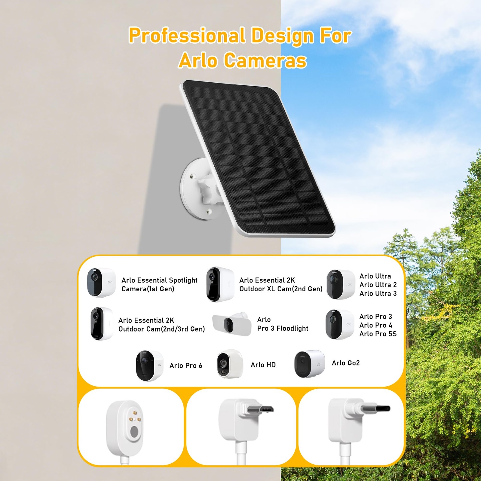 Solar Panel Charger for Arlo Essential Series,Go 2,Pro 6XL/6/5S/3,Ultra Serie…