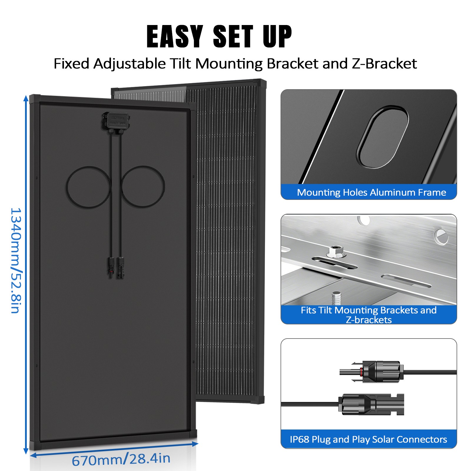400W 800W Solar Panel 18V Mono N-Type Charger RV Home Off-Grid Roof