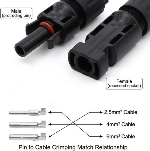 1pr Solar Panel Connectors, 1000V 30A IP67 Waterproof, Compatible 2.5/4/6mm² 12z