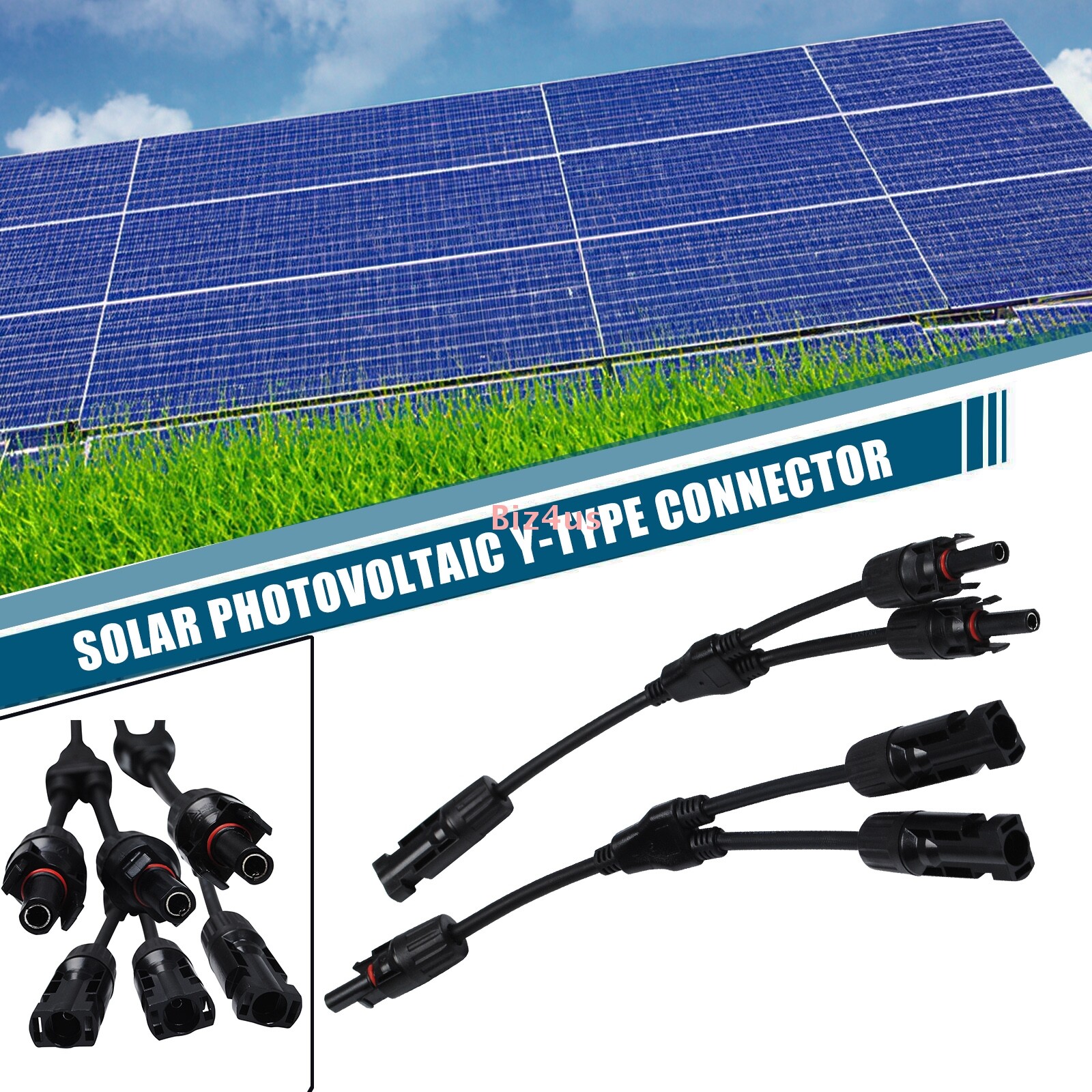 1Pair Solar Cable Splitter Waterproof IP67 2Y Branch Solar Panel Cable Connector