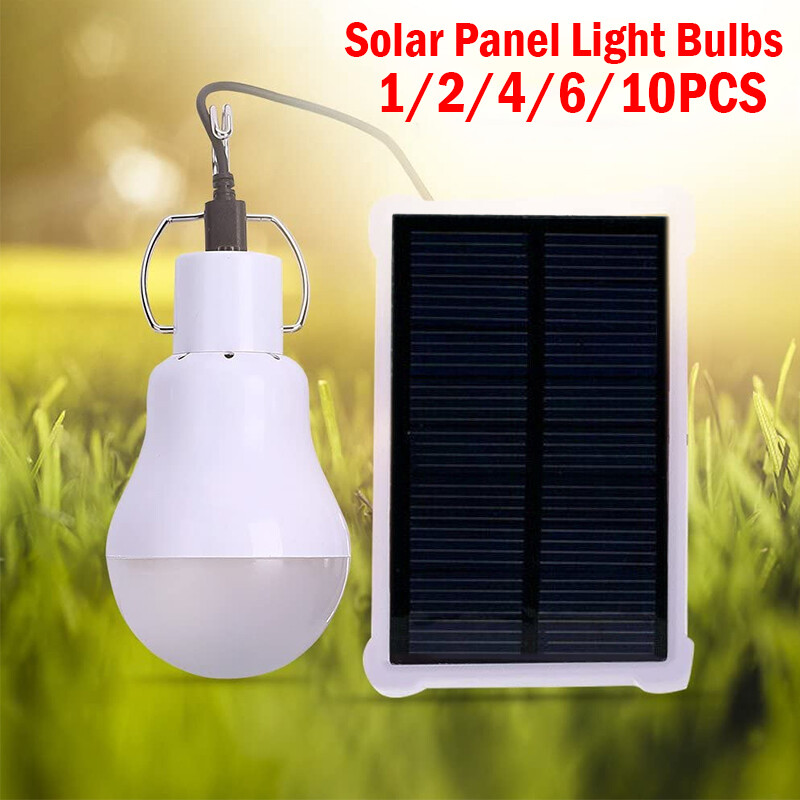 1W 6V Mini Solar Panel & 15W Rechargeable LED Light Bulb for Camping Garden US
