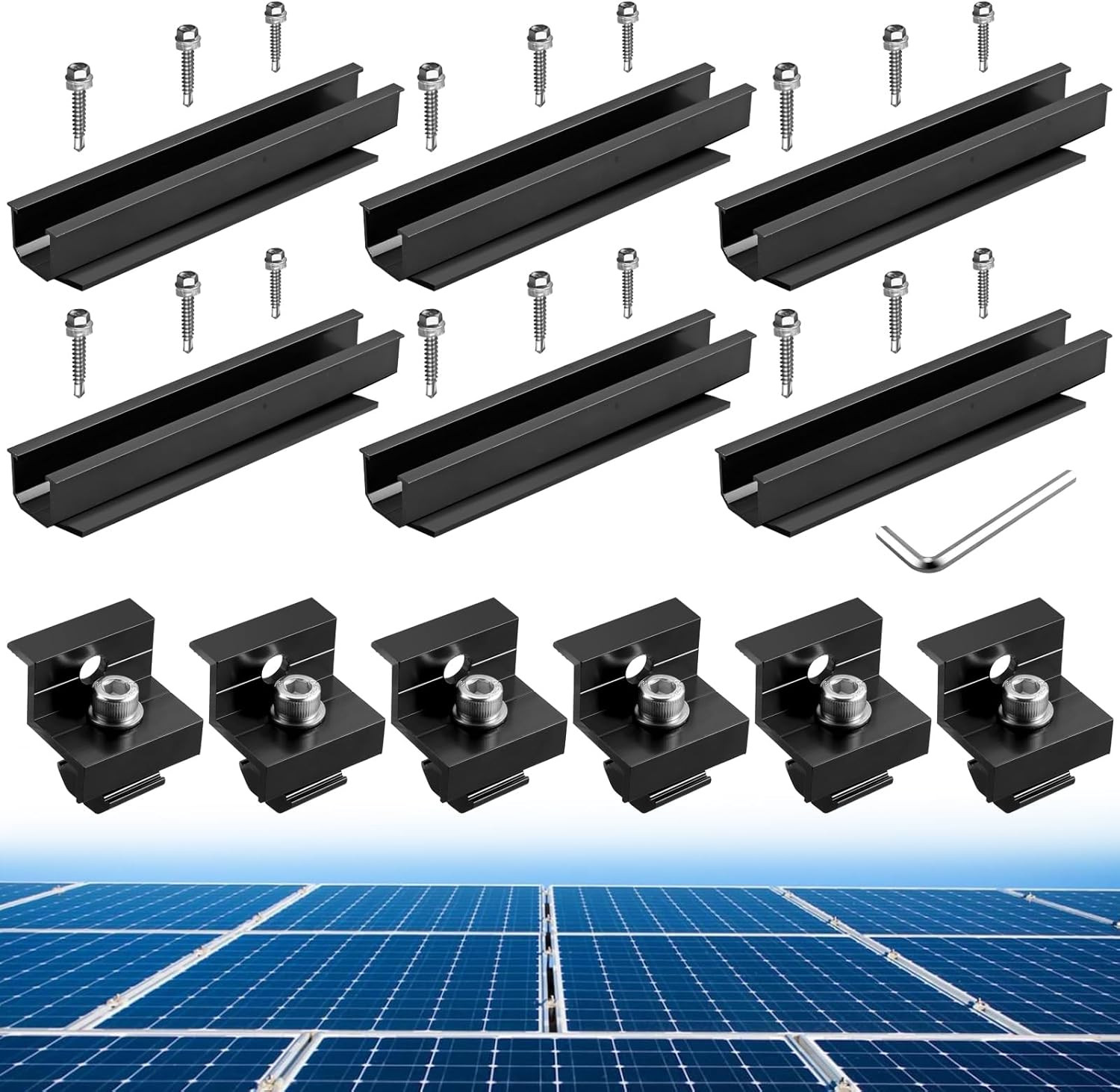 Solar Panel Bracket Kit, 6 Pcs 7.87 in Aluminium Solar Panel Mounting Rail 30Mm/