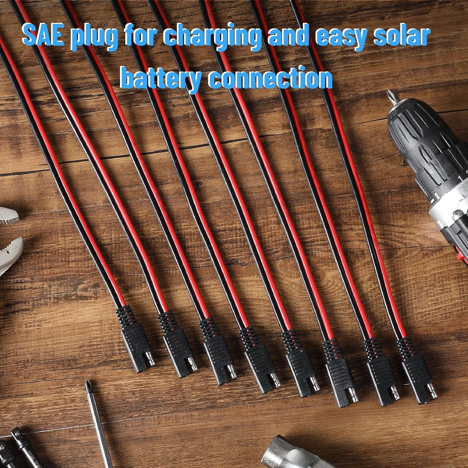Bates 3FT SAE Extension Cable, 16 AWG, Quick Connect for Solar & Battery Use
