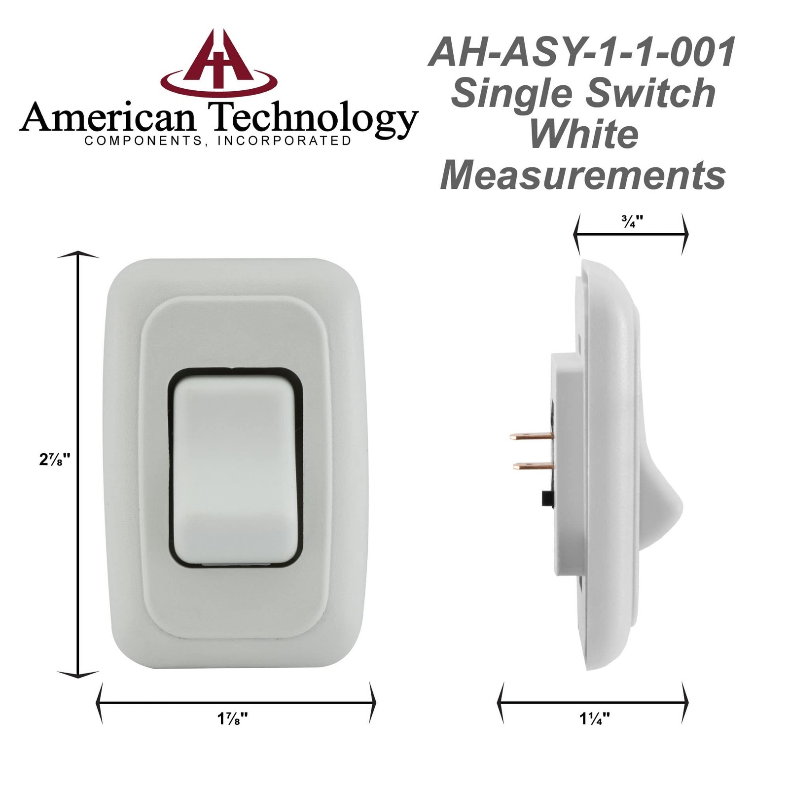 Single SPST On-Off Switch with Bezel, 12-Volt, for RV, Trailer, Camper (White)