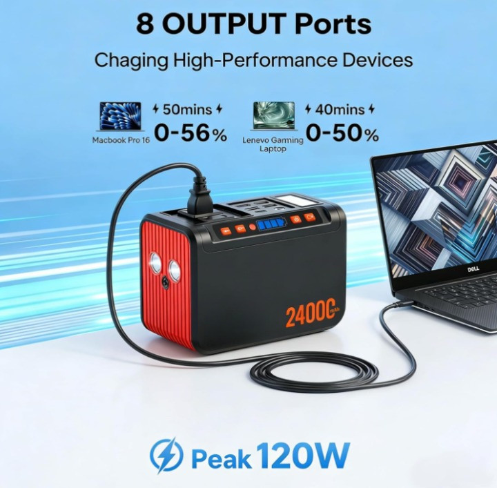 Estación portátil 88.8Wh con salida AC 110V para camping y emergencia, Nuevo
