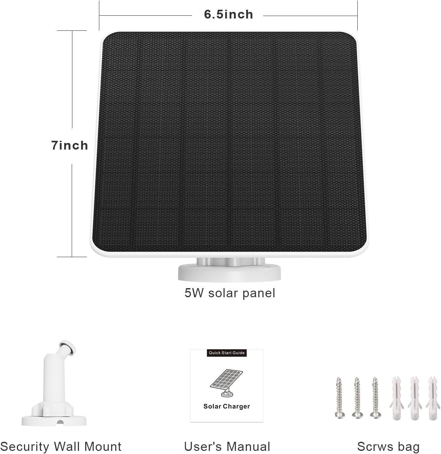 Solar Panel for Ring Camera, 5W Solar Panel Charger for Stick Up Cam/Pro Battery