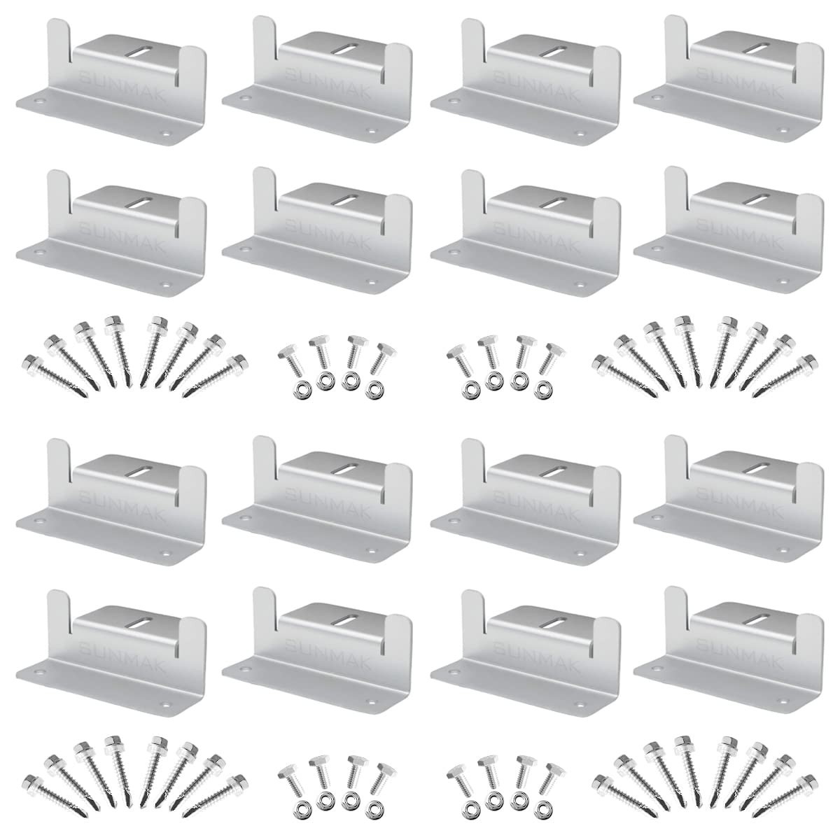 SUNMAK 16 Units per Set Solar Panel Mounting Z Brackets, Solar Panel Mounting Br