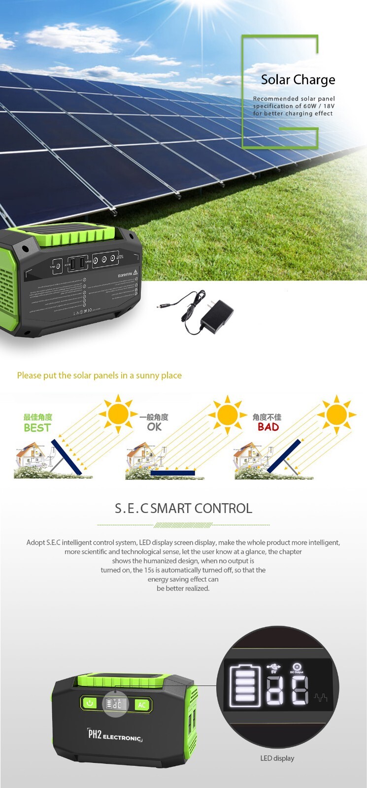 200W Portable Power Station 39000mAh / 3.7V / 145Wh Solar System Generator