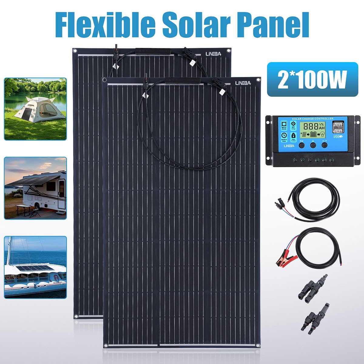 400 Watts Solar Panel Kit 100A 12V Battery Charger with Controller Caravan Boat