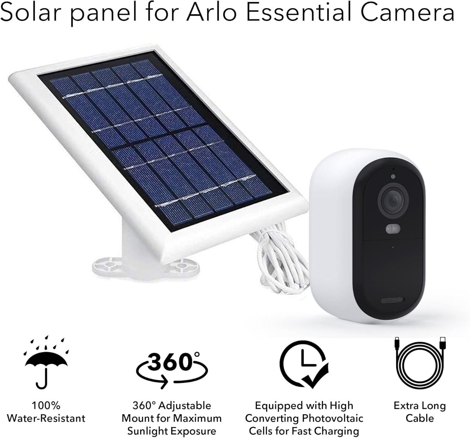 3-Pack Solar Panel for Arlo Essential 2K Camera & Spotlight – White